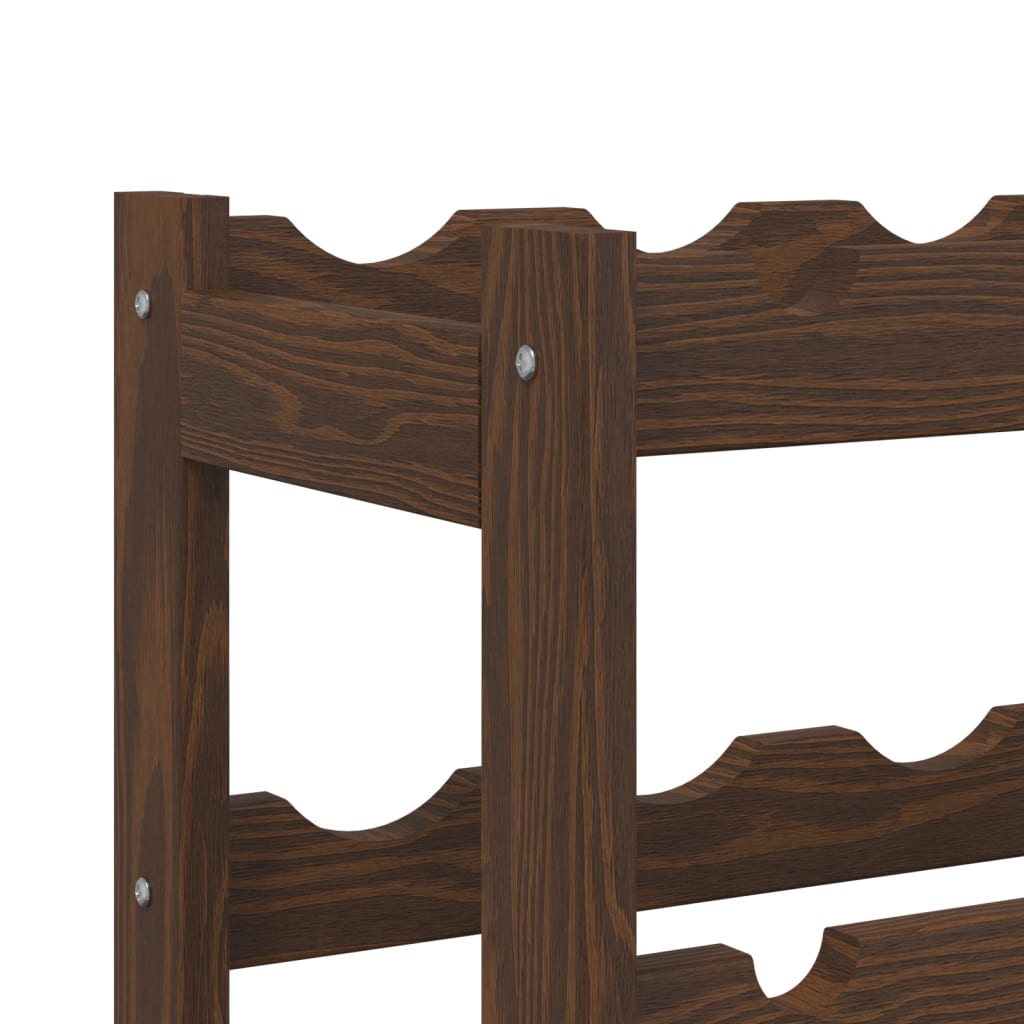 Wine rack for 12 bottles brown solid pine wood