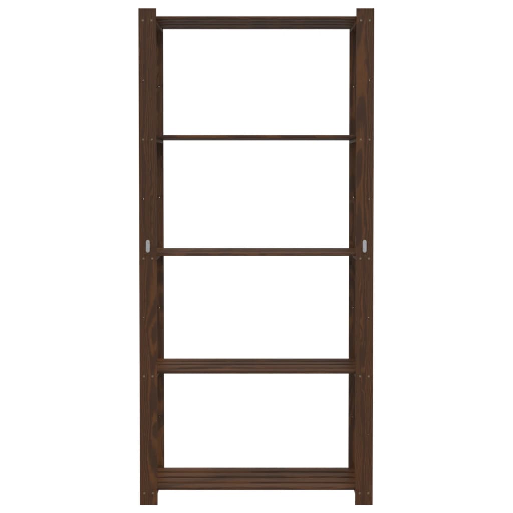 Storage rack with 5 shelves brown 80x38x170 cm solid pine wood