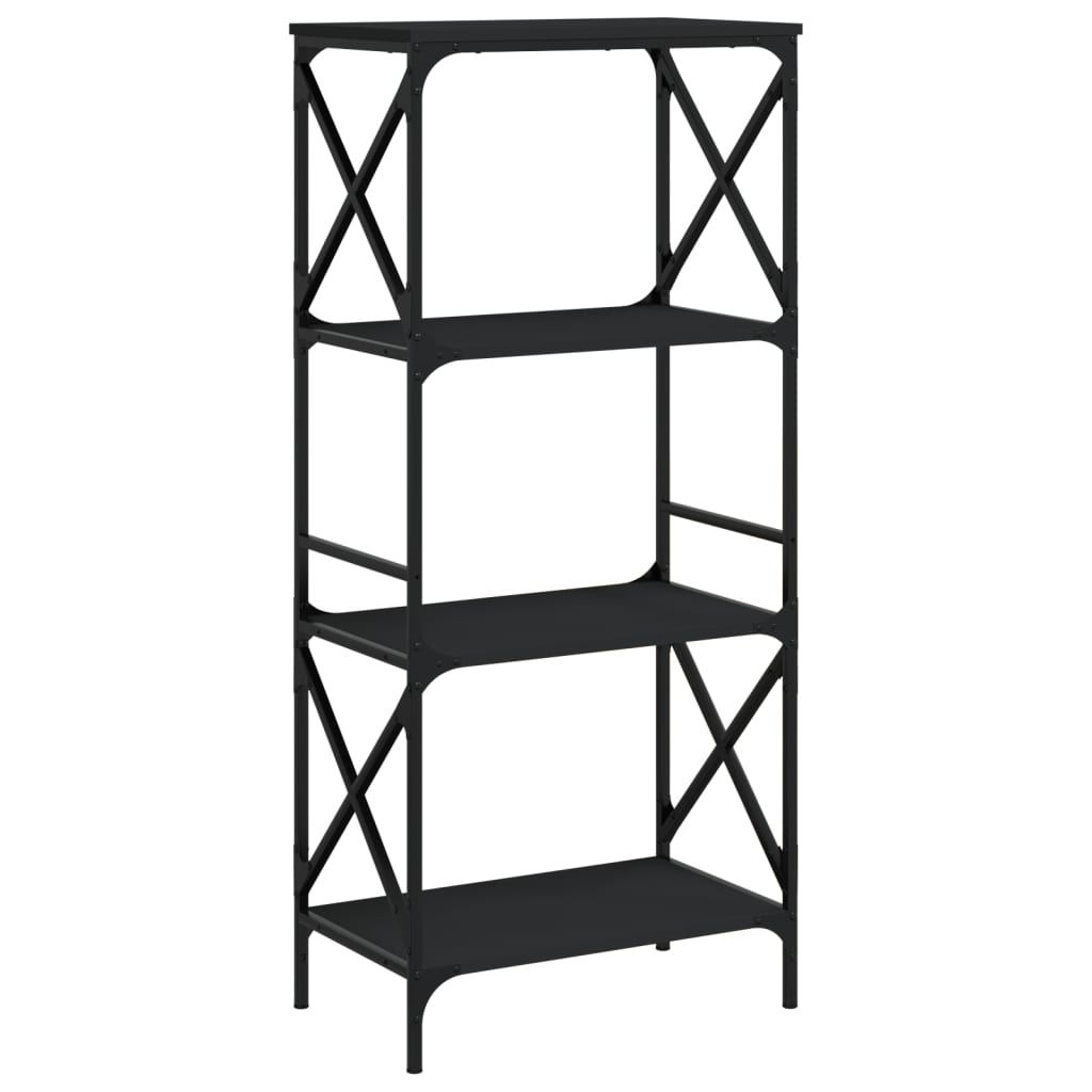 Bookcase 4 shelves black 59x35x132 cm wood material