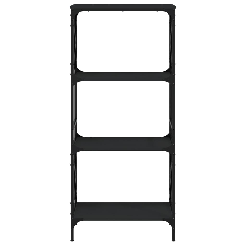 Bookcase 4 shelves black 59x35x132 cm wood material