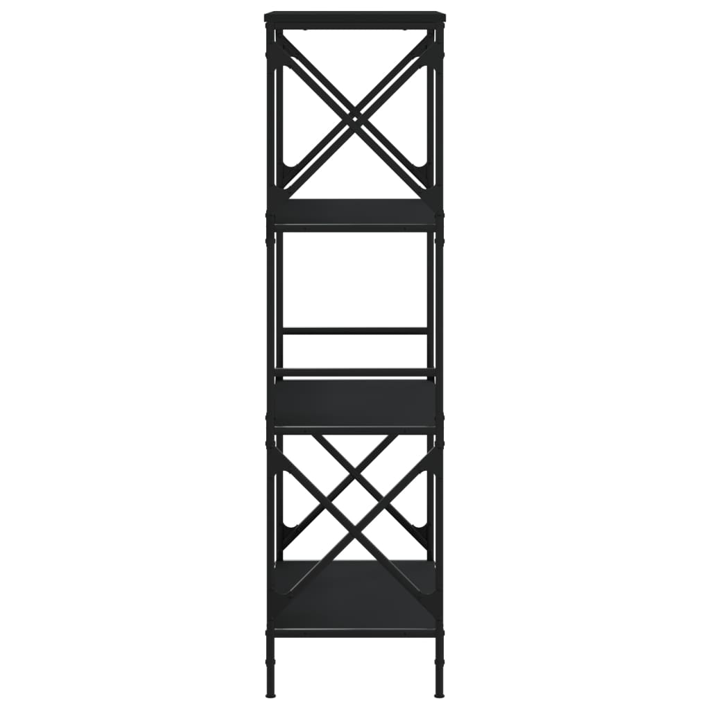 Bookcase 4 shelves black 59x35x132 cm wood material
