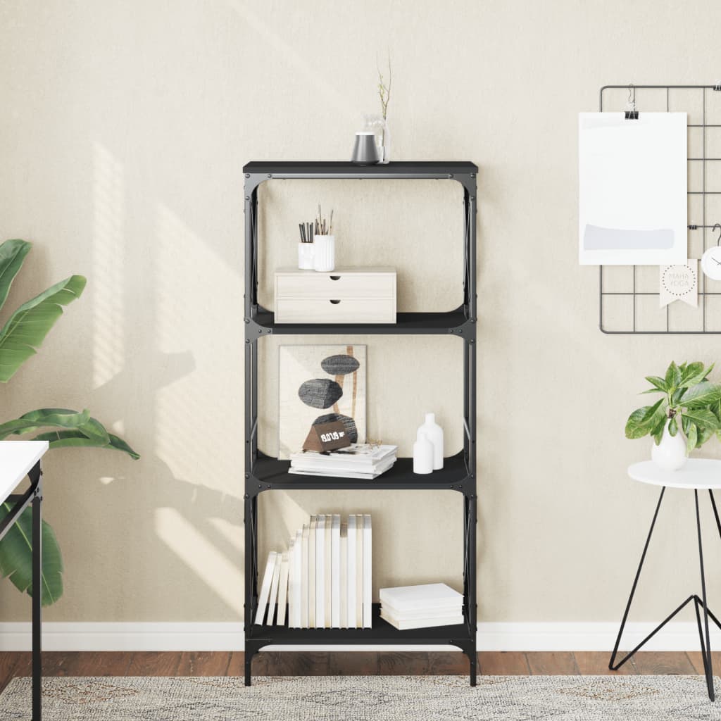 Bookcase 4 shelves black 59x35x132 cm wood material