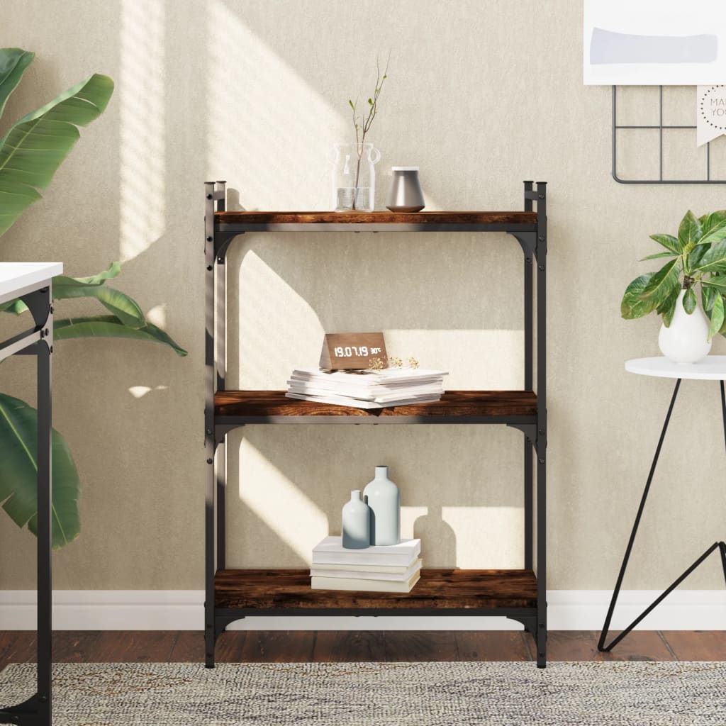 Bookcase 3 shelves smoked oak 60x30x86 cm wood material