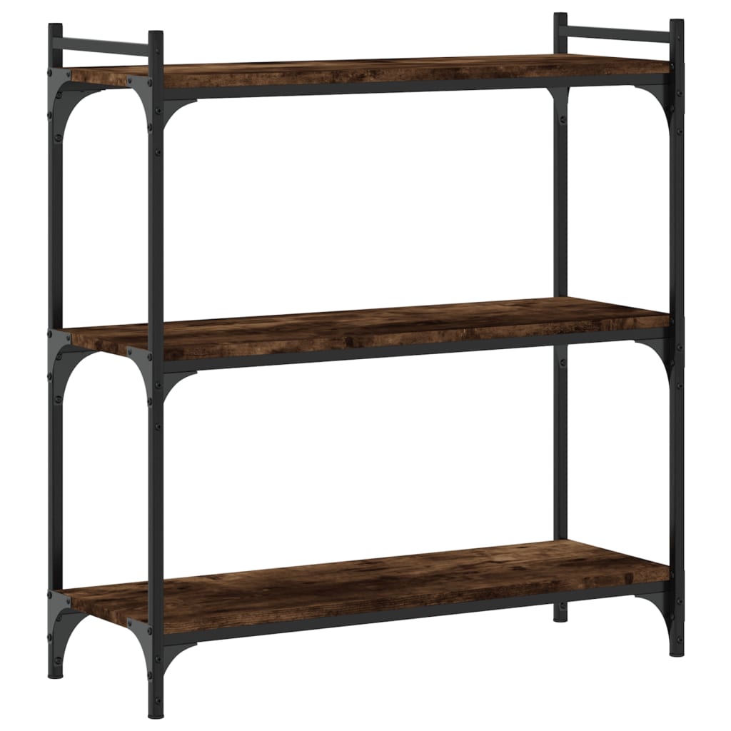 Bookcase 3 shelves smoked oak 80x30x86 cm wood material