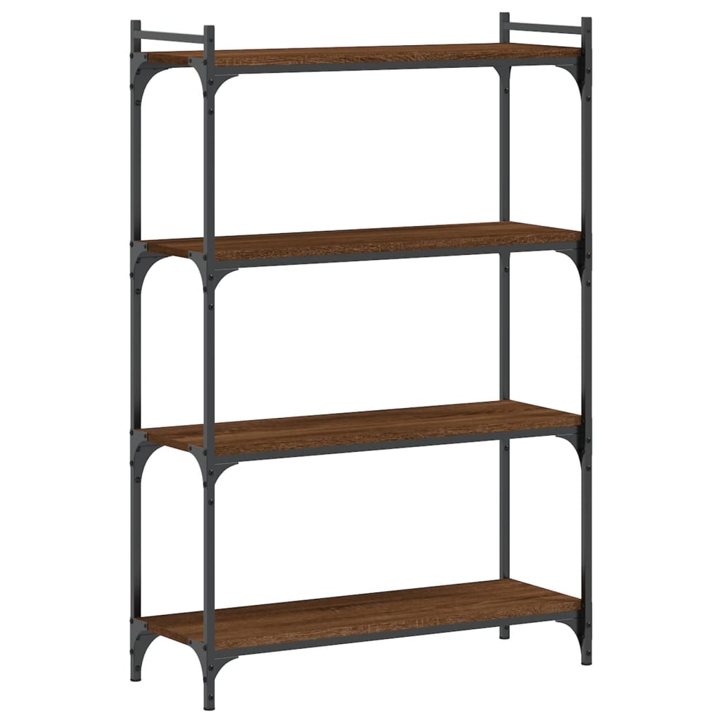 Bibliothèque 4 étagères aspect chêne marron 80x30x120cm matière bois