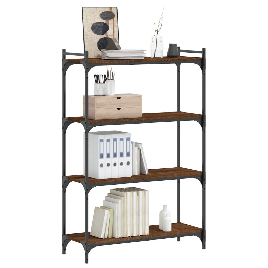 Bibliothèque 4 étagères aspect chêne marron 80x30x120cm matière bois