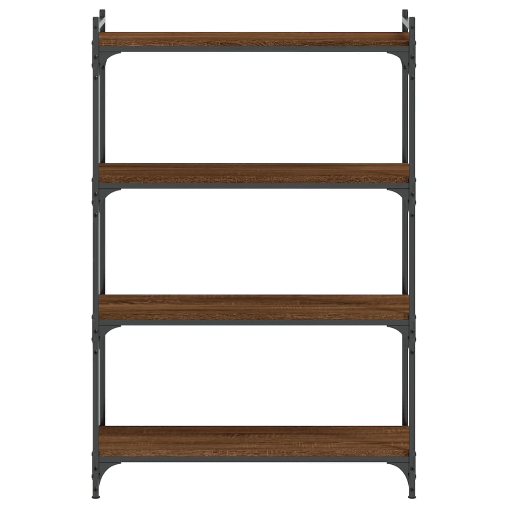Bibliothèque 4 étagères aspect chêne marron 80x30x120cm matière bois