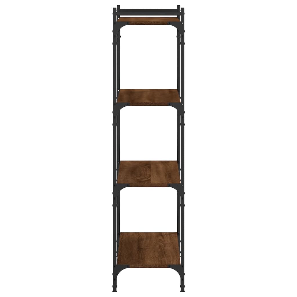 Bibliothèque 4 étagères aspect chêne marron 80x30x120cm matière bois