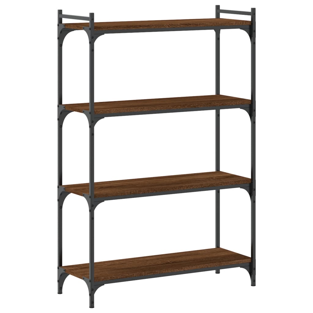 Bibliothèque 4 étagères aspect chêne marron 80x30x120cm matière bois