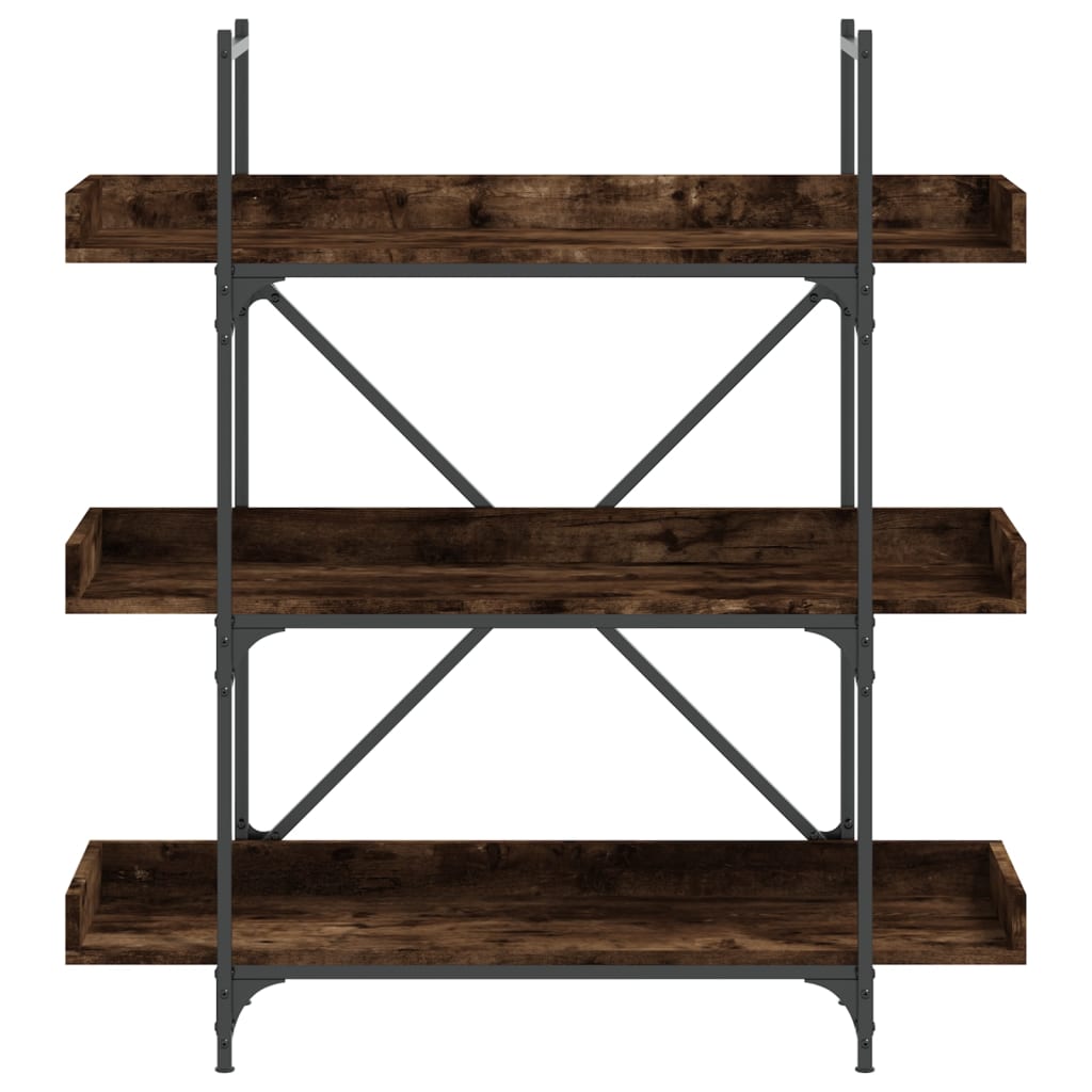 Bookcase 3 shelves smoked oak 100x33x108.5 cm wood material