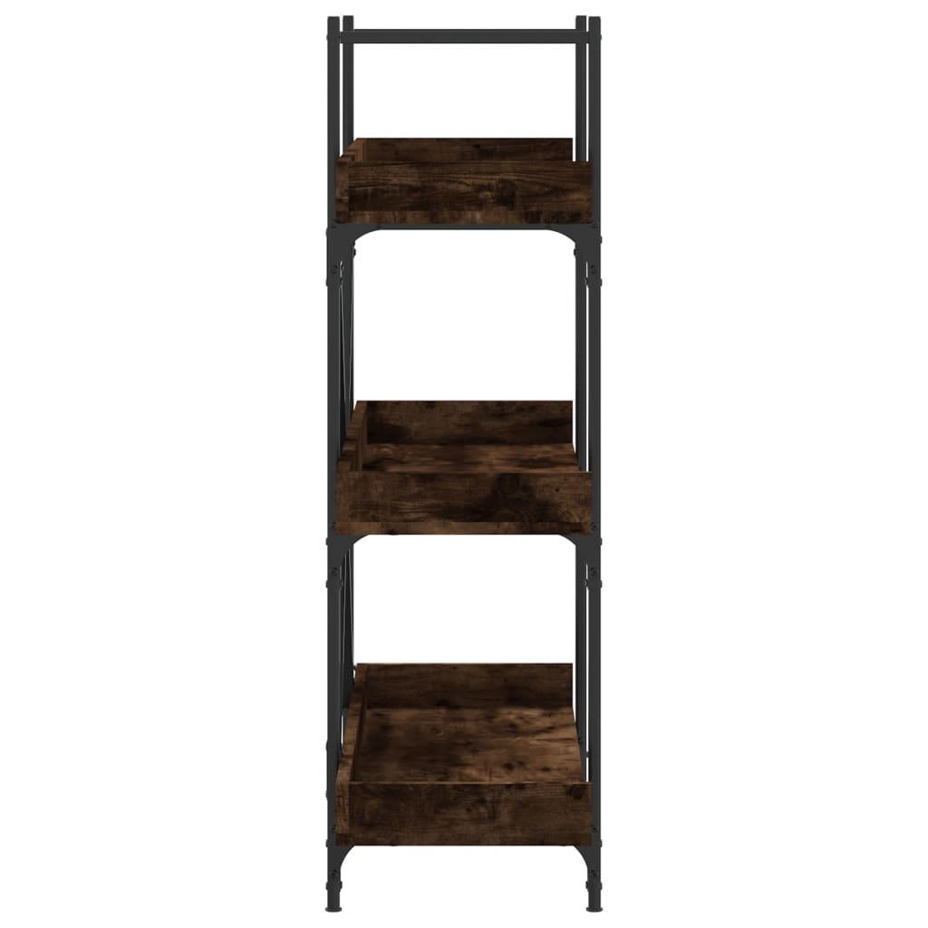Bookcase 3 shelves smoked oak 100x33x108.5 cm wood material