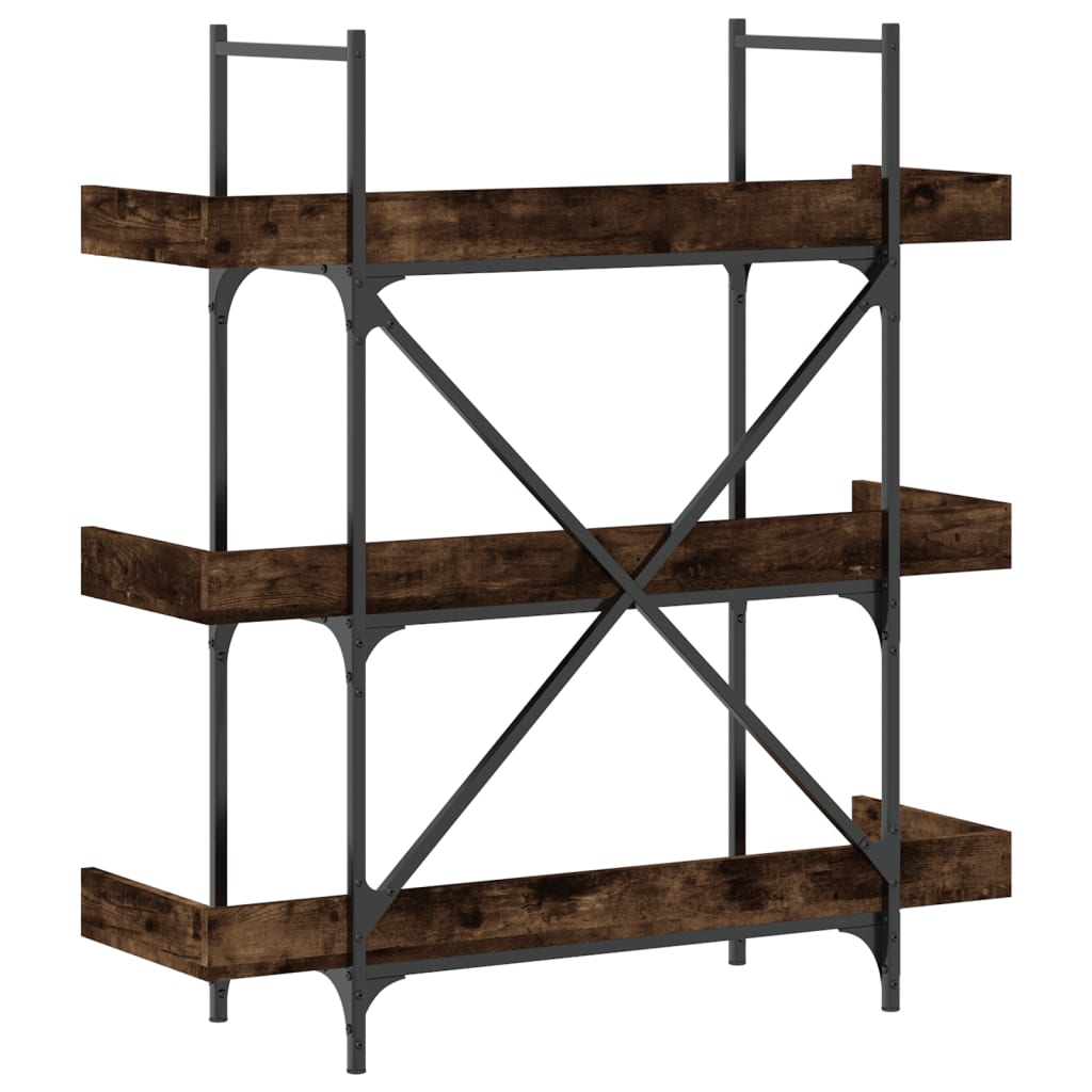Bookcase 3 shelves smoked oak 100x33x108.5 cm wood material
