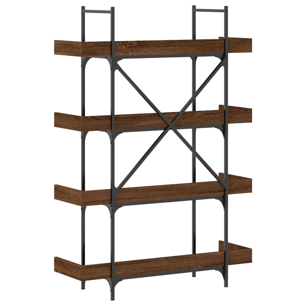 Bookcase 4 shelves brown oak look 100x33x145.5 cm