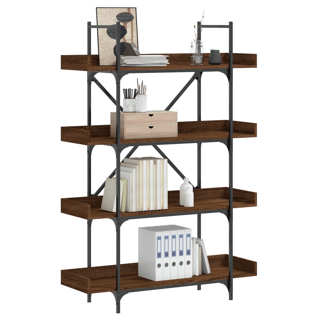 Bookcase 4 shelves brown oak look 100x33x145.5 cm