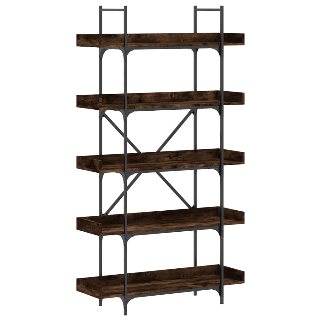 Bookcase 5 shelves smoked oak 100x33x180.5 cm wood material