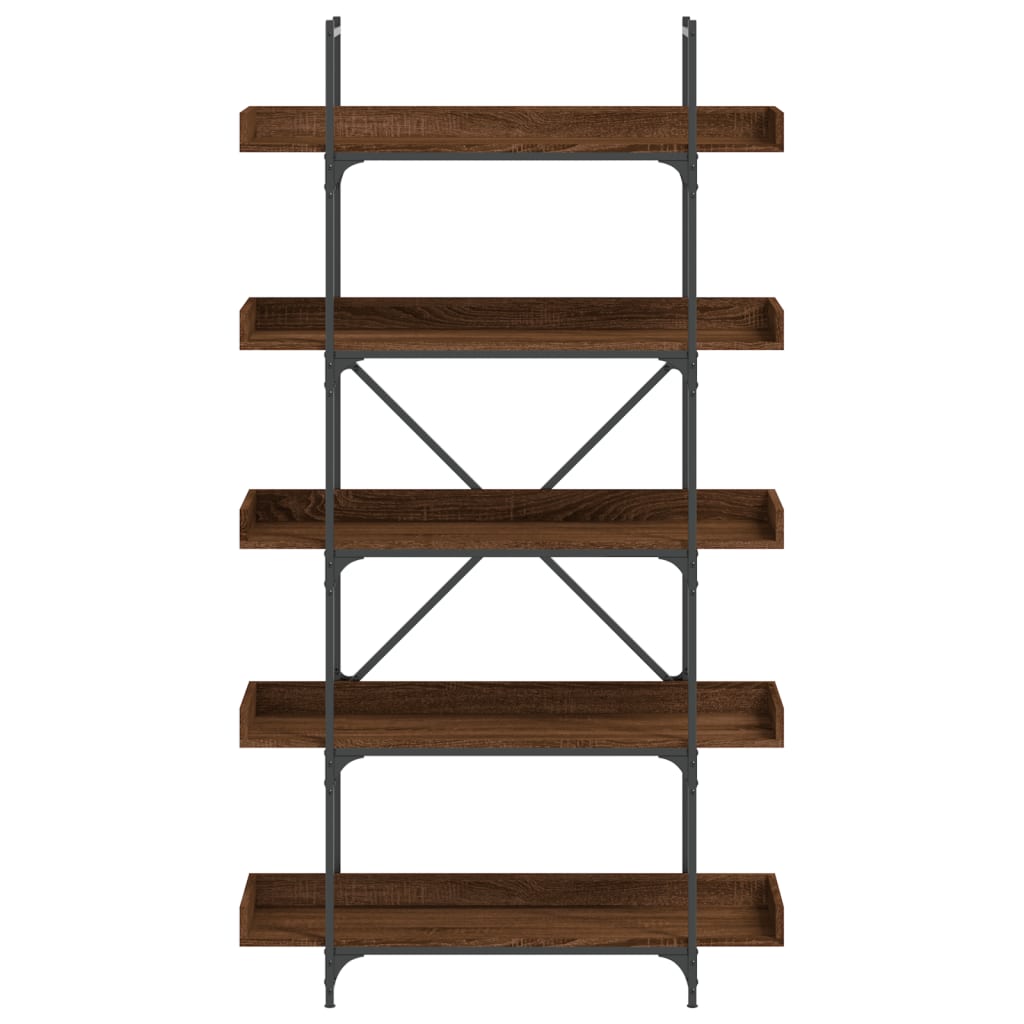 Bookcase 5 shelves brown oak look 100x33x180.5 cm