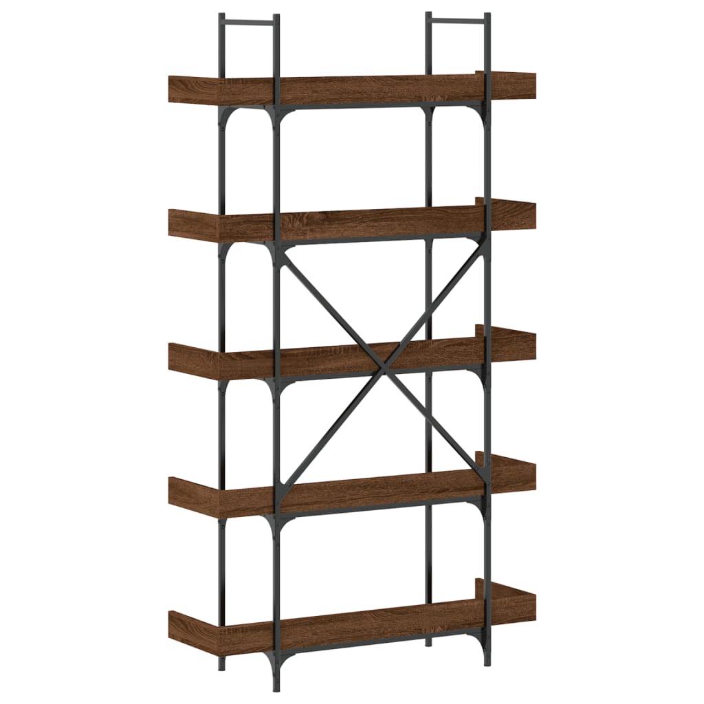 Bookcase 5 shelves brown oak look 100x33x180.5 cm