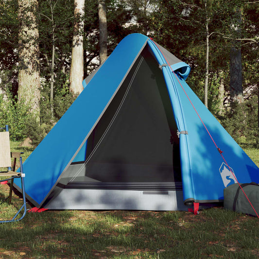 Tente de camping 2 personnes bleue 267x154x117 cm 185T taffetas