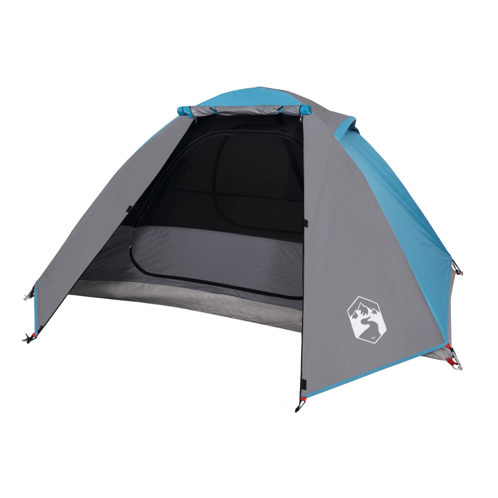 Tente de camping 2 personnes bleue 224x248x118 cm 185T taffetas