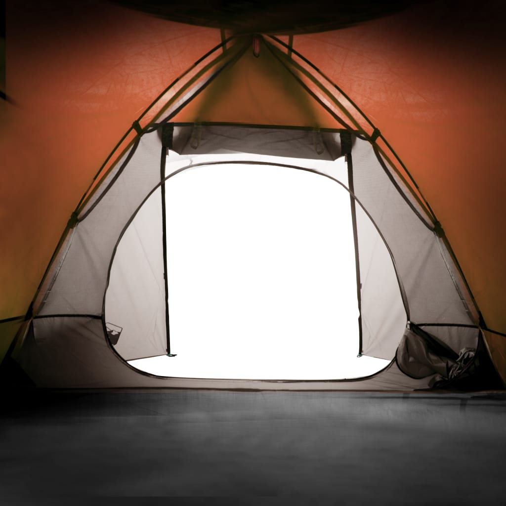 Tente de camping 2 personnes gris &amp; orange 224x248x118 cm 185T taffetas