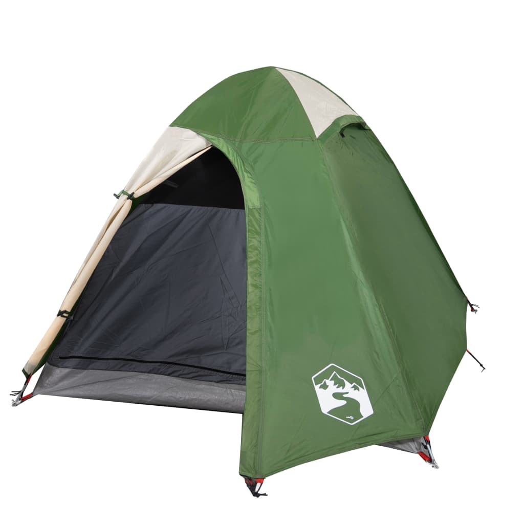 Tente de camping 2 personnes verte 254x135x112 cm 185T taffetas