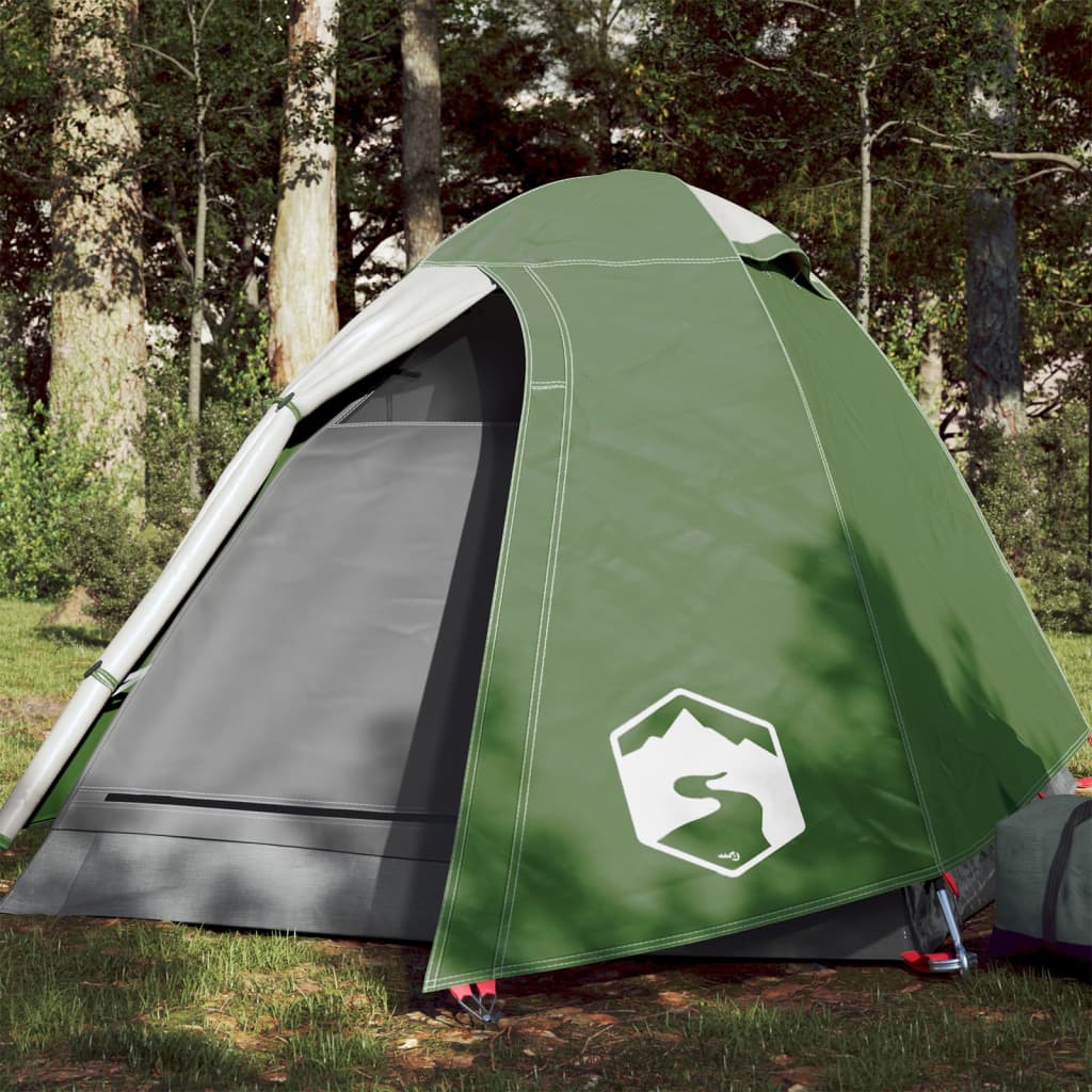 Tente de camping 2 personnes verte 254x135x112 cm 185T taffetas