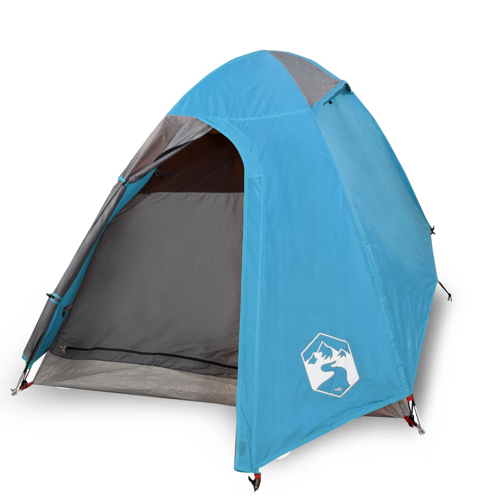 Tente de camping 2 personnes bleue 254x135x112 cm 185T taffetas