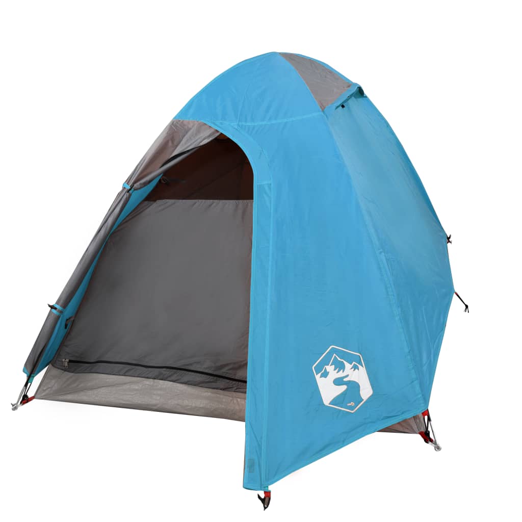 Tente de camping 2 personnes bleue 254x135x112 cm 185T taffetas