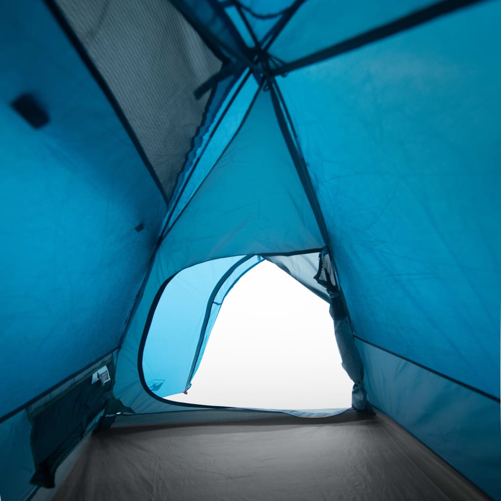 Tente de camping 2 personnes bleue 254x135x112 cm 185T taffetas