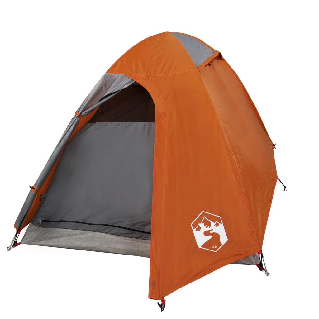 Tente de camping 2 personnes gris &amp; orange 254x135x112 cm 185T taffetas