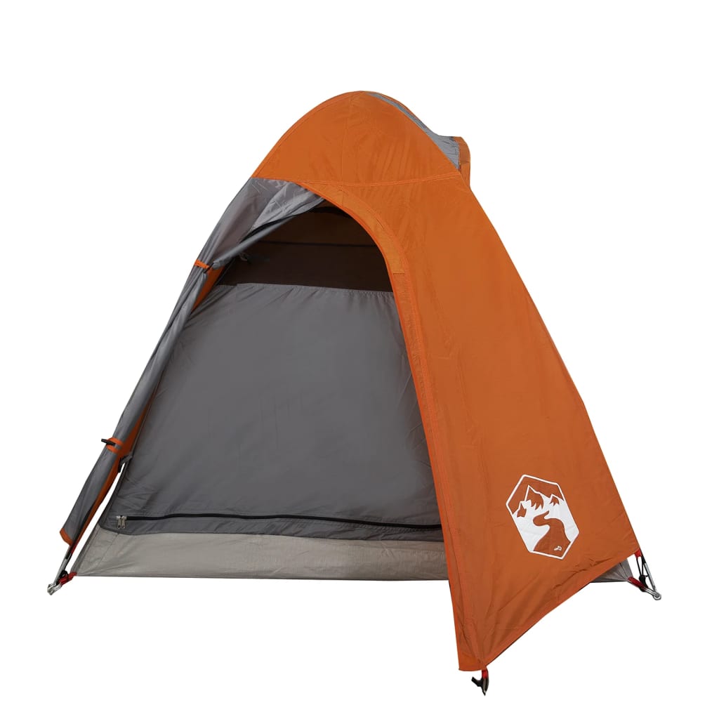 Tente de camping 2 personnes gris &amp; orange 254x135x112 cm 185T taffetas