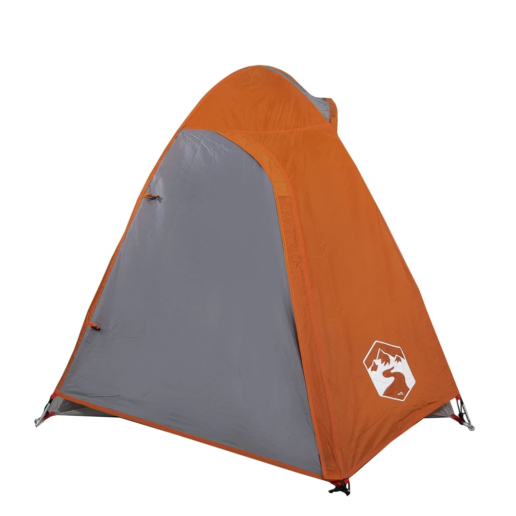 Tente de camping 2 personnes gris &amp; orange 254x135x112 cm 185T taffetas