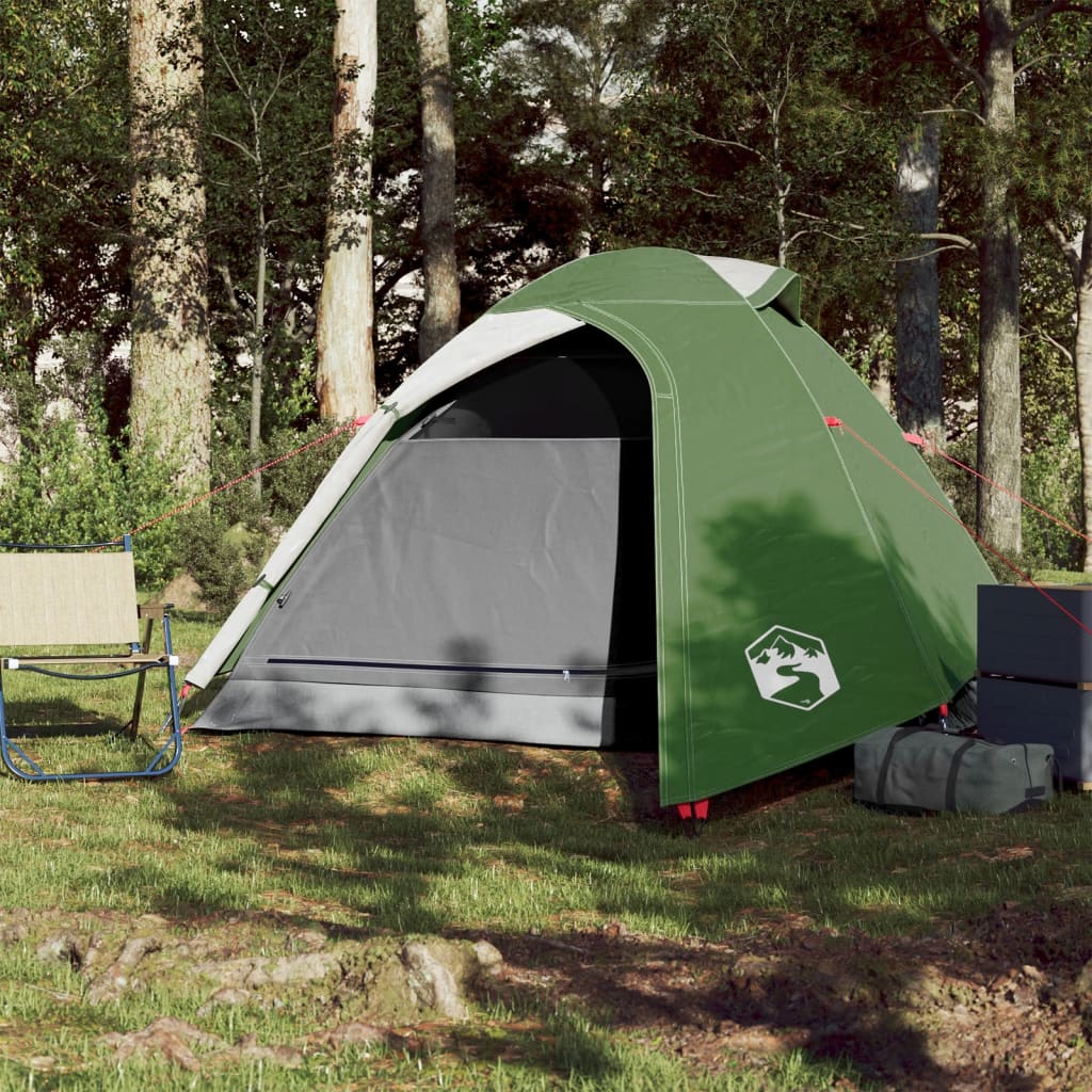 Tente de camping 2 personnes verte 264x210x125 cm 185T taffetas