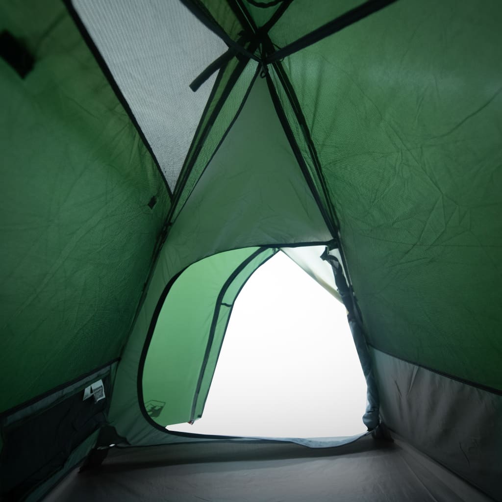 Tente de camping 2 personnes verte 264x210x125 cm 185T taffetas