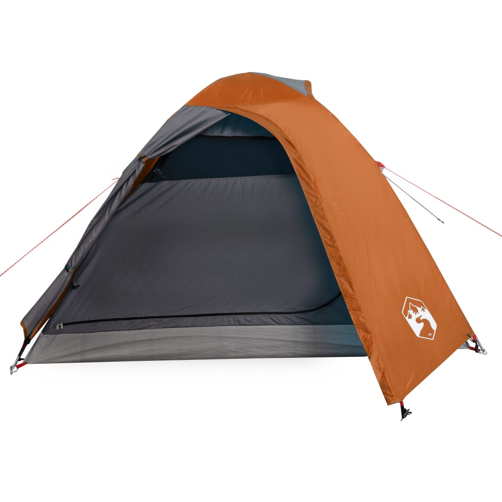 Tente de camping 2 personnes gris &amp; orange 264x210x125 cm 185T taffetas