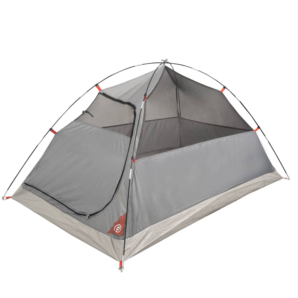Tente de camping 2 personnes gris &amp; orange 264x210x125 cm 185T taffetas