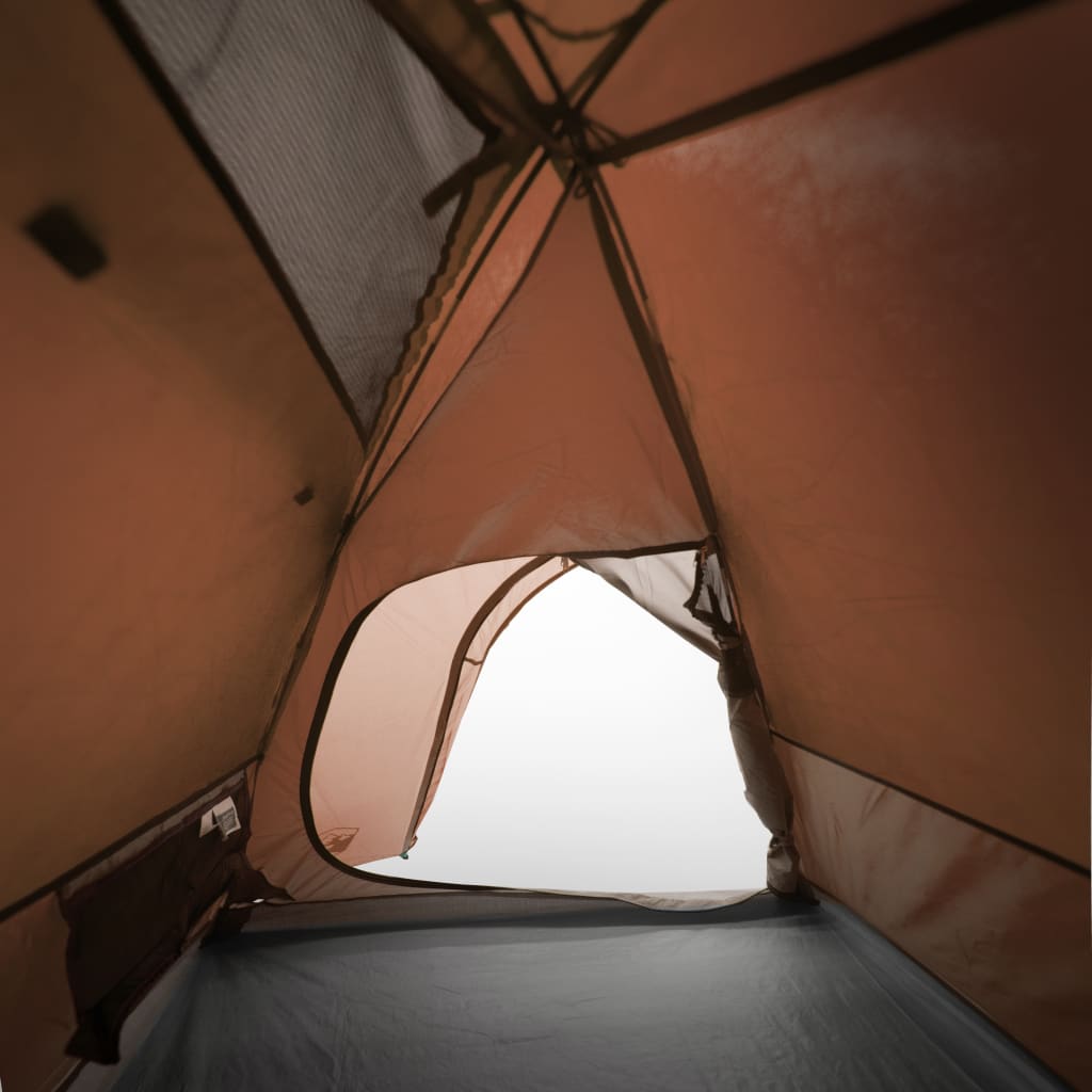 Tente de camping 2 personnes gris &amp; orange 264x210x125 cm 185T taffetas
