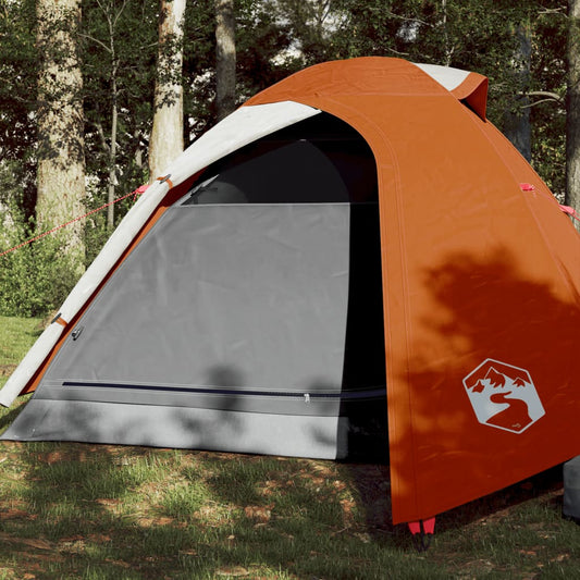 Tente de camping 2 personnes gris &amp; orange 264x210x125 cm 185T taffetas