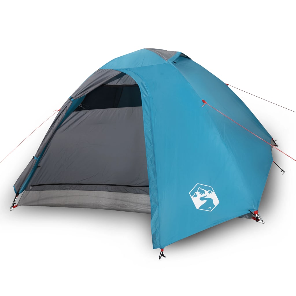 Tente de camping 4 personnes bleue 267x272x145 cm 185T taffetas