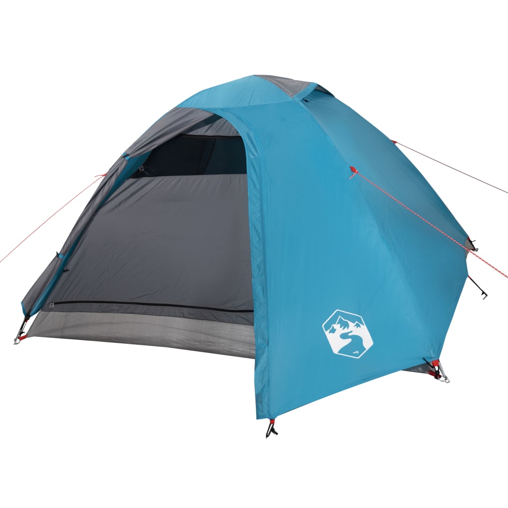 Tente de camping 4 personnes bleue 267x272x145 cm 185T taffetas