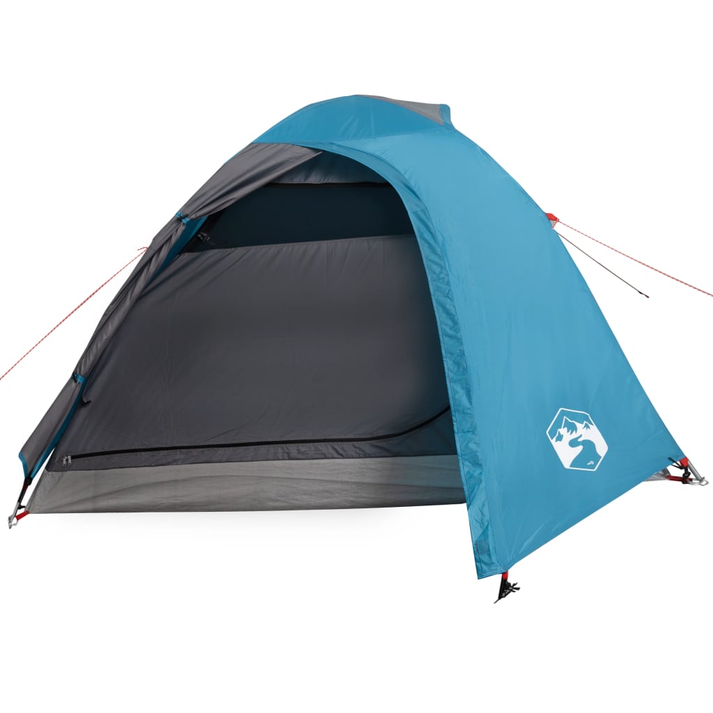 Tente de camping 4 personnes bleue 267x272x145 cm 185T taffetas