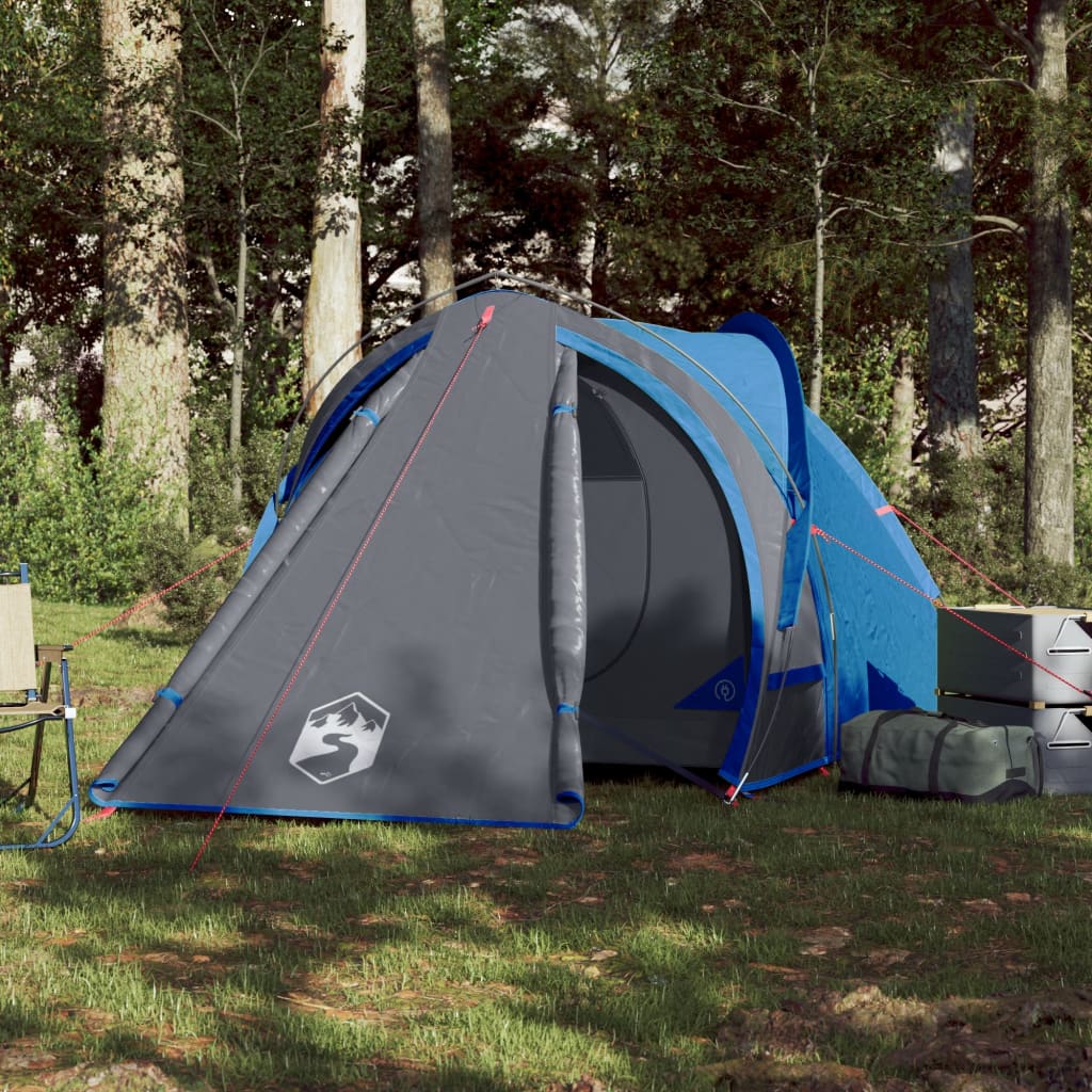 Tente de camping 2 personnes bleue 320x140x120 cm 185T taffetas
