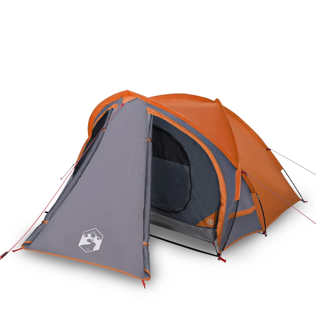 Tente de camping 2 personnes gris &amp; orange 320x140x120 cm 185T taffetas