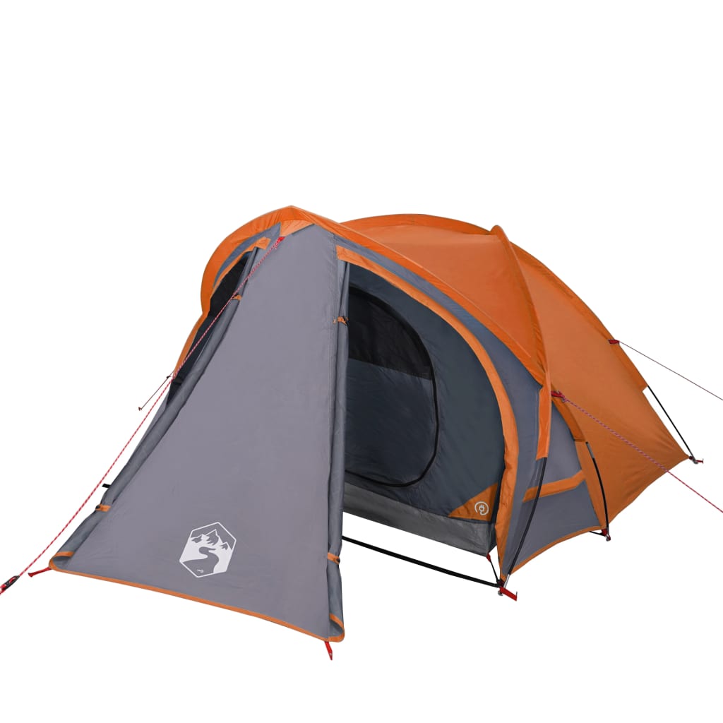 Tente de camping 2 personnes gris &amp; orange 320x140x120 cm 185T taffetas