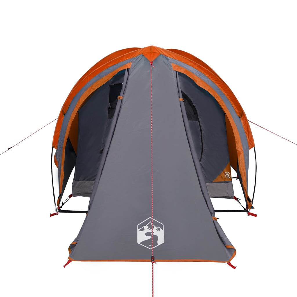 Tente de camping 2 personnes gris &amp; orange 320x140x120 cm 185T taffetas
