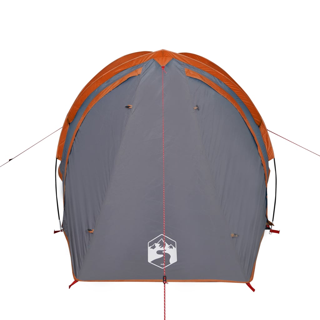 Tente de camping 2 personnes gris &amp; orange 320x140x120 cm 185T taffetas