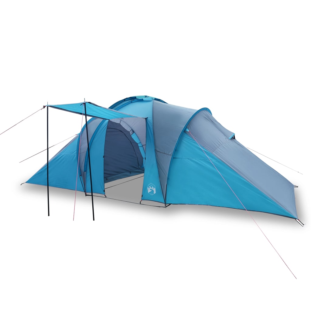 Tente de camping 6 personnes bleue 576x238x193 cm 185T taffetas