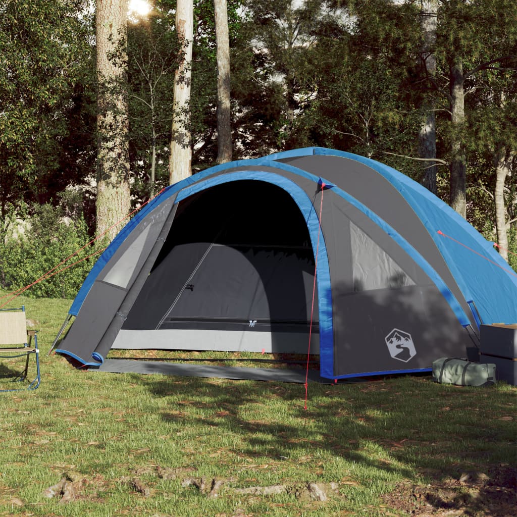Tente de camping 4 personnes bleue 300x250x132 cm 185T taffetas