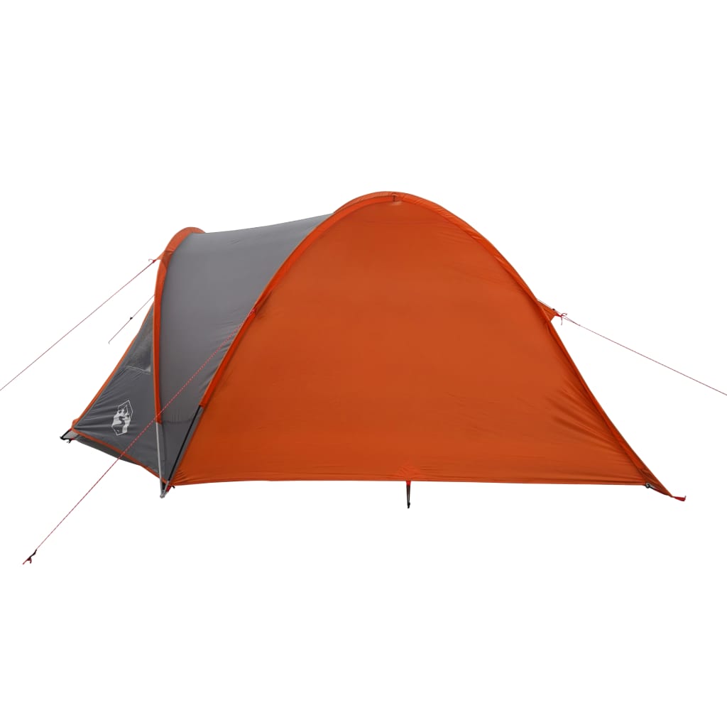 Tente de camping 4 personnes gris &amp; orange 300x250x132 cm 185T taffetas