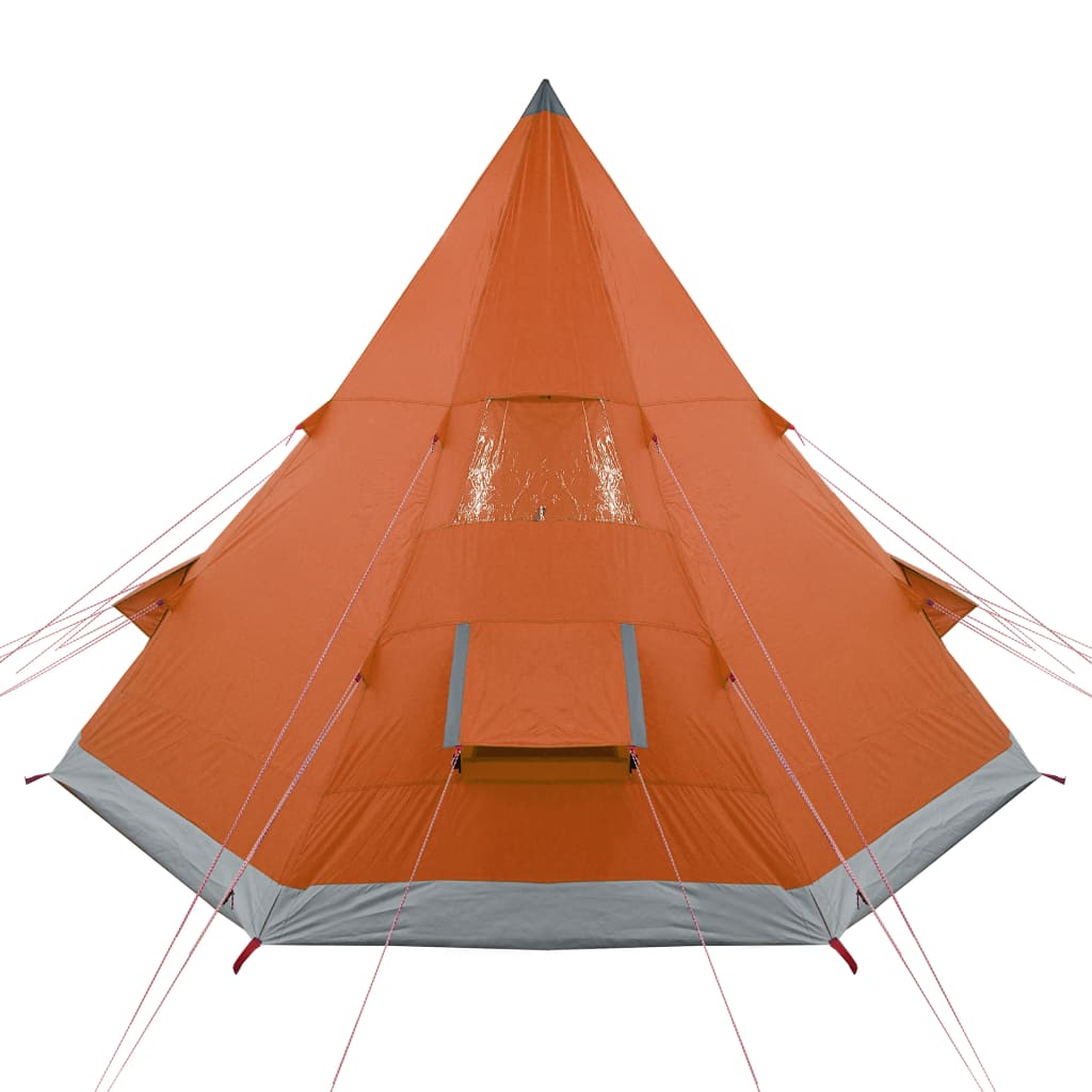 Tente de camping 4 personnes gris &amp; orange 367x367x259 cm 185T taffetas